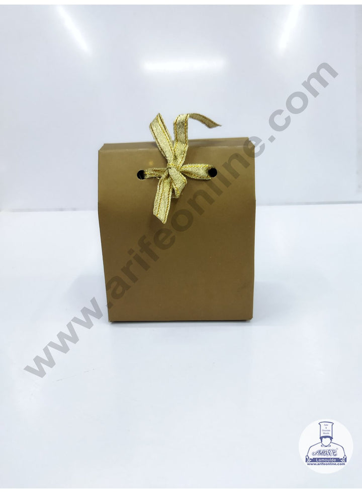 Cake Decor Fancy Chocolate Box With Ribbon Set Of 10 Pieces - Brown