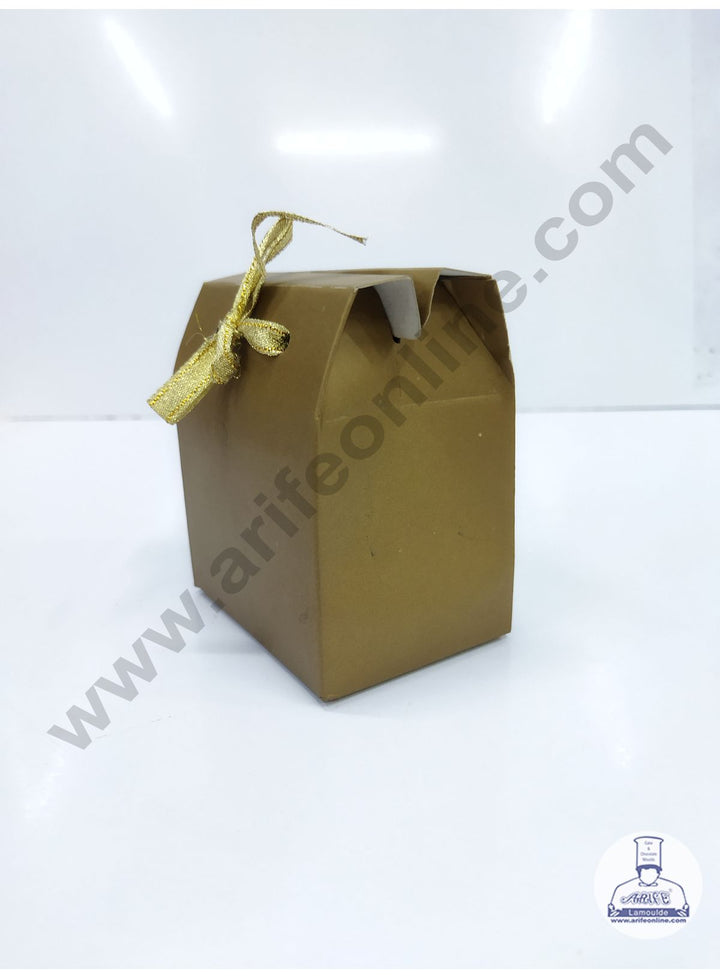 Cake Decor Fancy Chocolate Box With Ribbon Set Of 10 Pieces - Brown