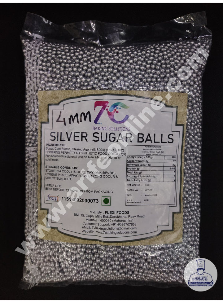 7C Silver Sugar Ball Sprinkles 4mm - 1KG