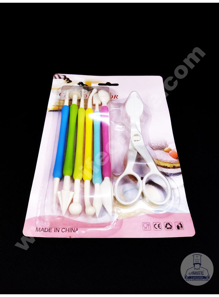 Cake Decor 6 Pcs Cake Modelling Tools With Flower Lifter Set Fondant Clay Cutter Carve Pen Mould Mold Tool