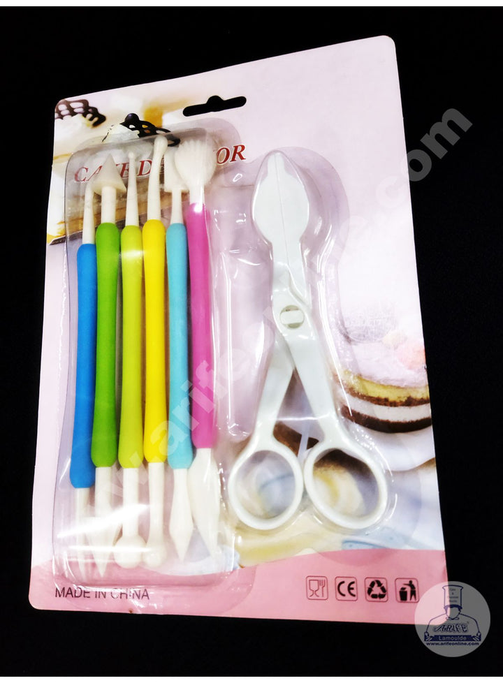 Cake Decor 6 Pcs Cake Modelling Tools With Flower Lifter Set Fondant Clay Cutter Carve Pen Mould Mold Tool