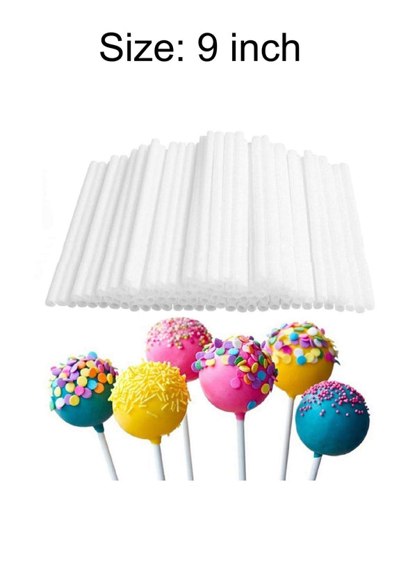 Cake Decor 9 Inch Plastic Lollipop Sticks For Cakesicle Popsicle and Candy (100pcs)