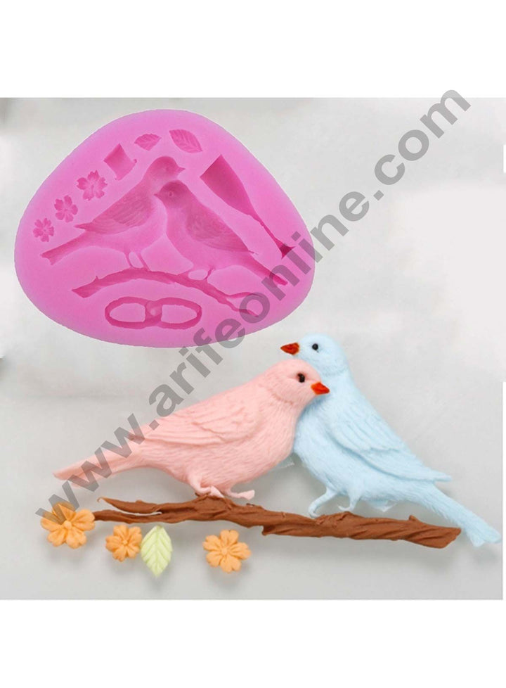 Love Bird Couple Flowers Shape Silicone Moulds