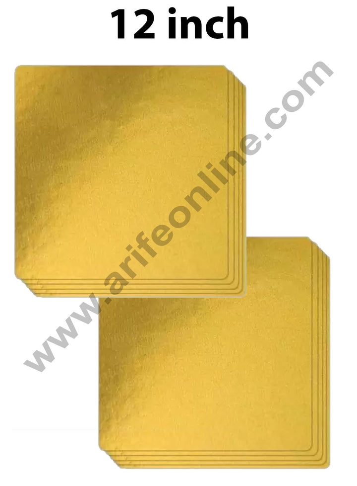 Cake Decor MDF Cake Base Gold Color 10 Pieces Square - 12 inch