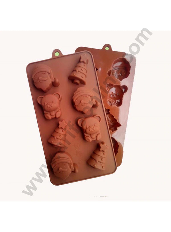 Cake Decor Silicon 8 Cavity Jingal bell and Tree Chocolate Mould Brown Chocolate Mould, Ice Mould