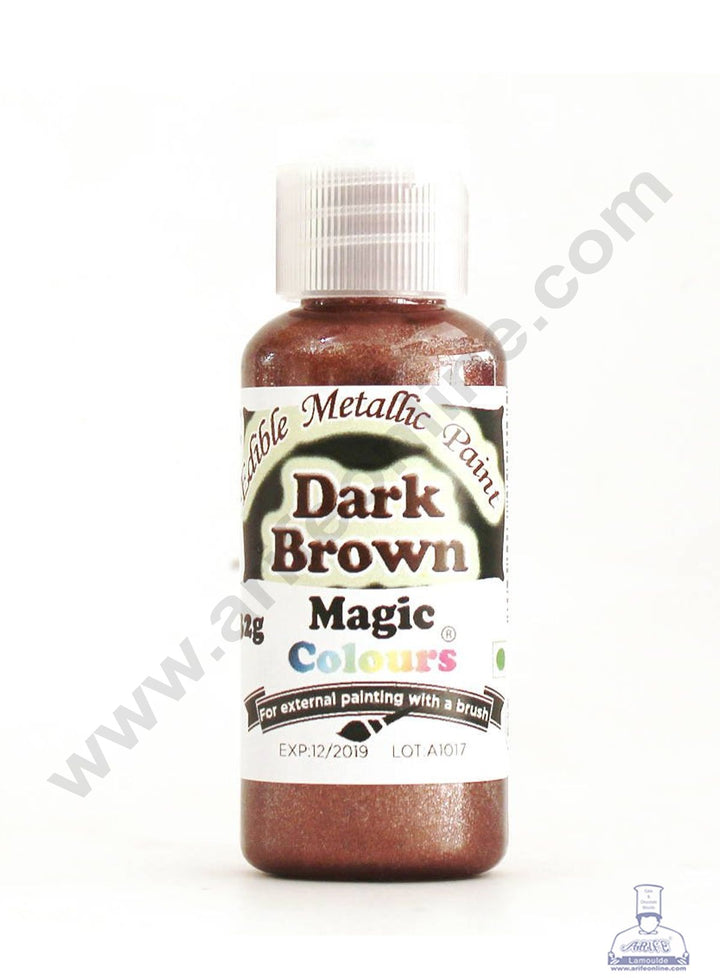 Magic Colours Edible Metallic Paint Colour- Dark Brown (32g)