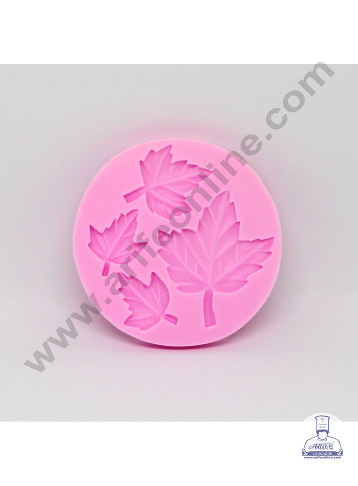 Cake Decor Silicone 4 Cavity Maple Leaf Shape Pink Fondant Marzipan Mould