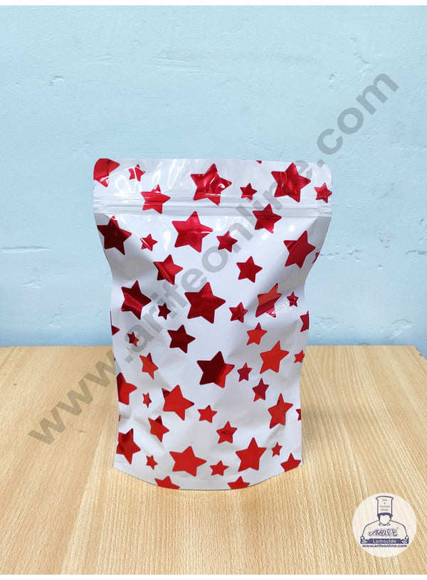 Cake Decor Metallic Pouch With Multi Size Red Star Pack Of 12 Pieces