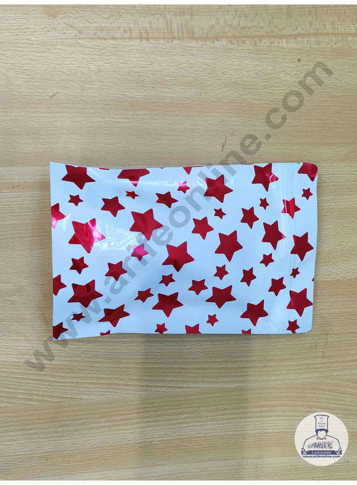 Cake Decor Metallic Pouch With Multi Size Red Star Pack Of 12 Pieces