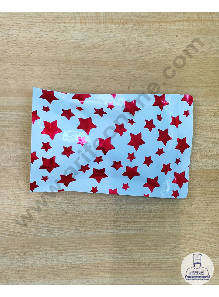 Cake Decor Metallic Pouch With Multi Size Red Star Pack Of 12 Pieces