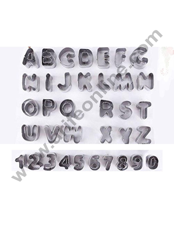 Cake Decor Mini Alphabet and Number Cookie Cutters Set of 36 Pieces Stainless Steel Small Mould Tools