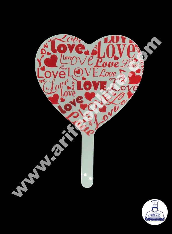 Cake Decor 6 Inches Digital Printed Cake Toppers - Heart Shape Red Love