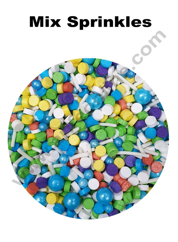 Cake Decor Sugar Candy - Fancy Sprinkles White Vermicelli Mix Ball and Mix Disc