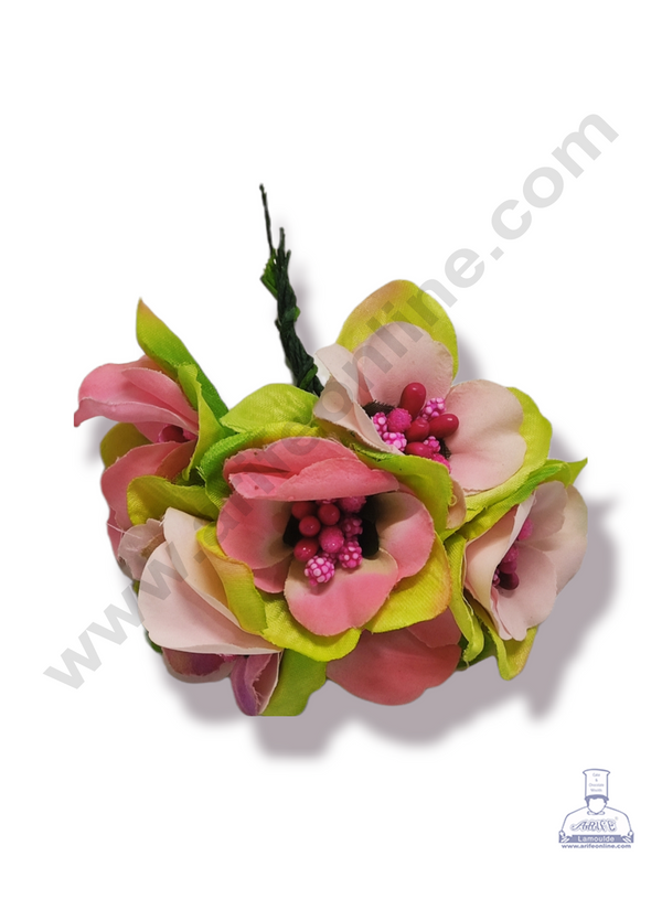 Cake Decor™ Medium Leaf Flower With Pollen Artificial Flower For Cake Decoration – Light Pink ( 1 Bunch )