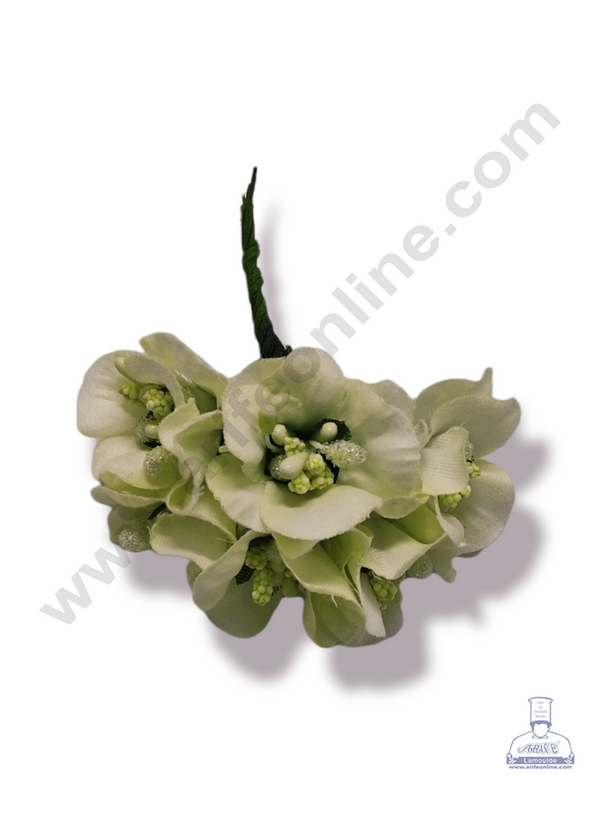 Cake Decor™ Medium Rose Flower With Pollen Artificial Flower For Cake Decoration – White ( 1 Bunch )