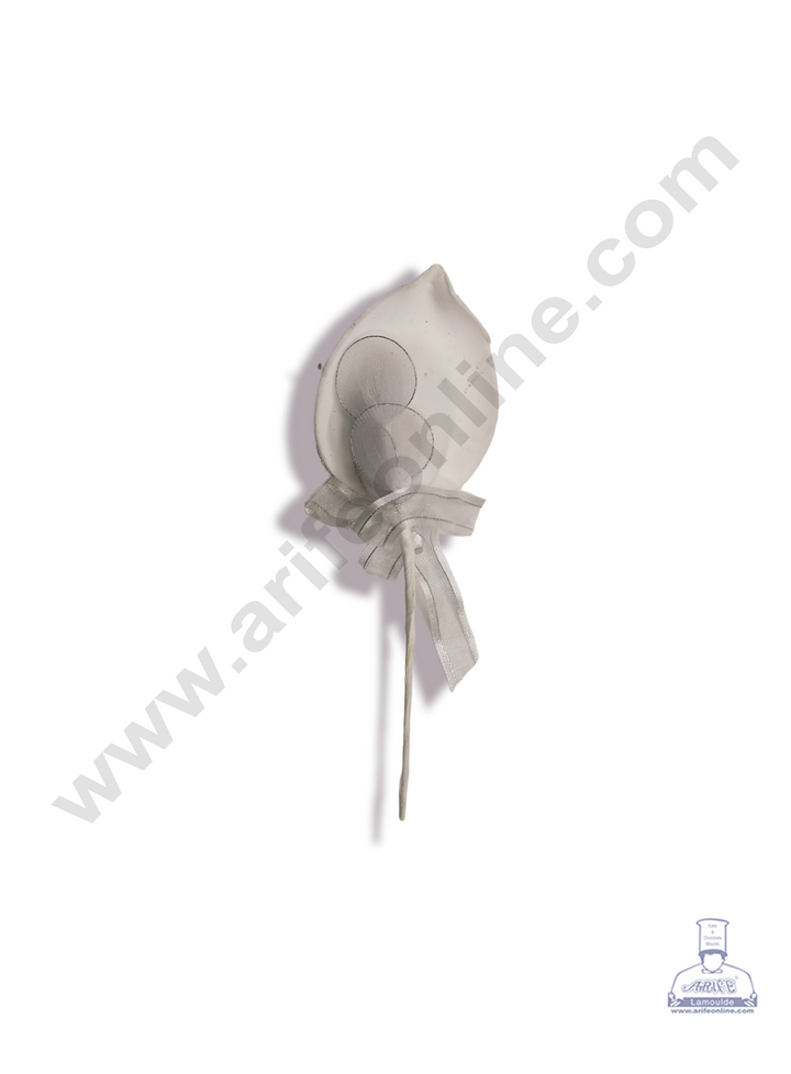 Cake Decor™ 1 Stick Foam With Glitter And Ribbon Artificial Flower For Cake Decoration – White