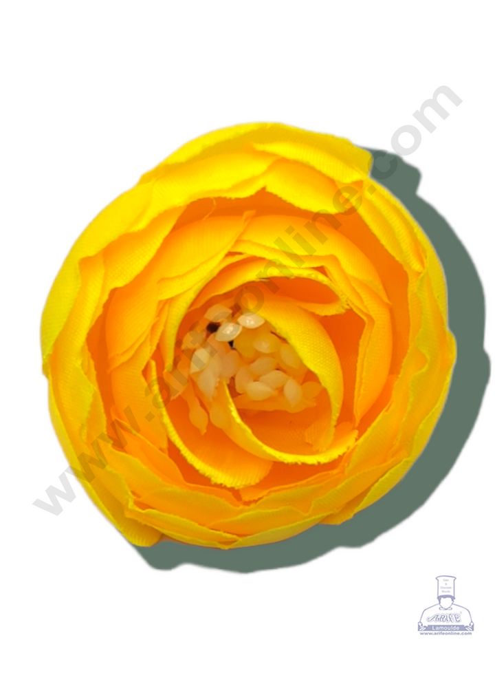 Cake Decor™ Medium Peony Artificial Flower For Cake Decoration – Yellow ( 10 pc pack )