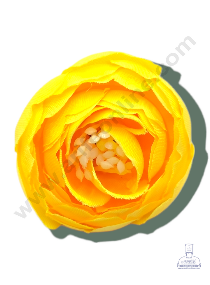 Cake Decor™ Medium Peony Artificial Flower For Cake Decoration – Yellow ( 10 pc pack )