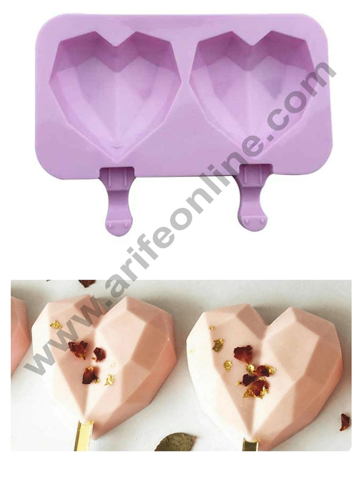 Cake Decor 2 in 1 Heart Silicone Popsicle And Cakesicle Molds Valentine Mould