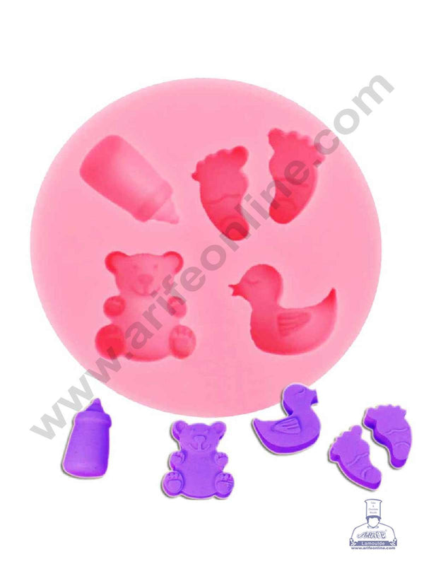 Cake Decor Silicone 4 Cavity Baby Shower Shape Pink Fondant Marzipan Mould