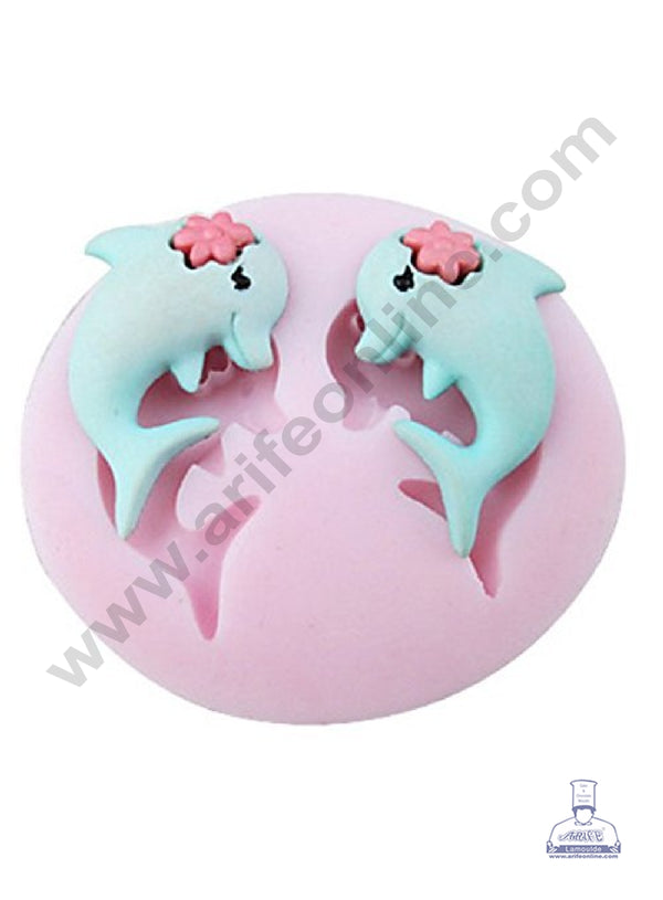 Cake Decor Silicone 2 Cavity Dolphin Shape Pink Fondant Marzipan Mould