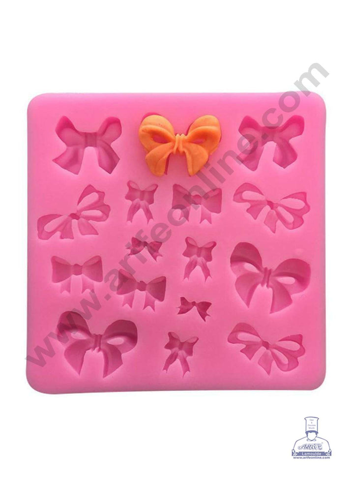 Cake Decor Silicone 16 Cavity Bow Shape Pink Fondant Marzipan Mould