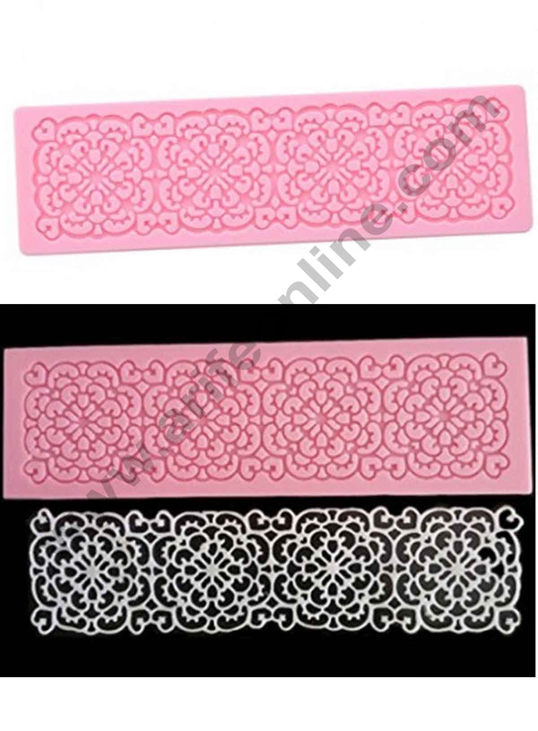 Cake Decor Silicon 1 Cavity Pink Lace Pattern Silicone Fondant Mould Marzipan Mould