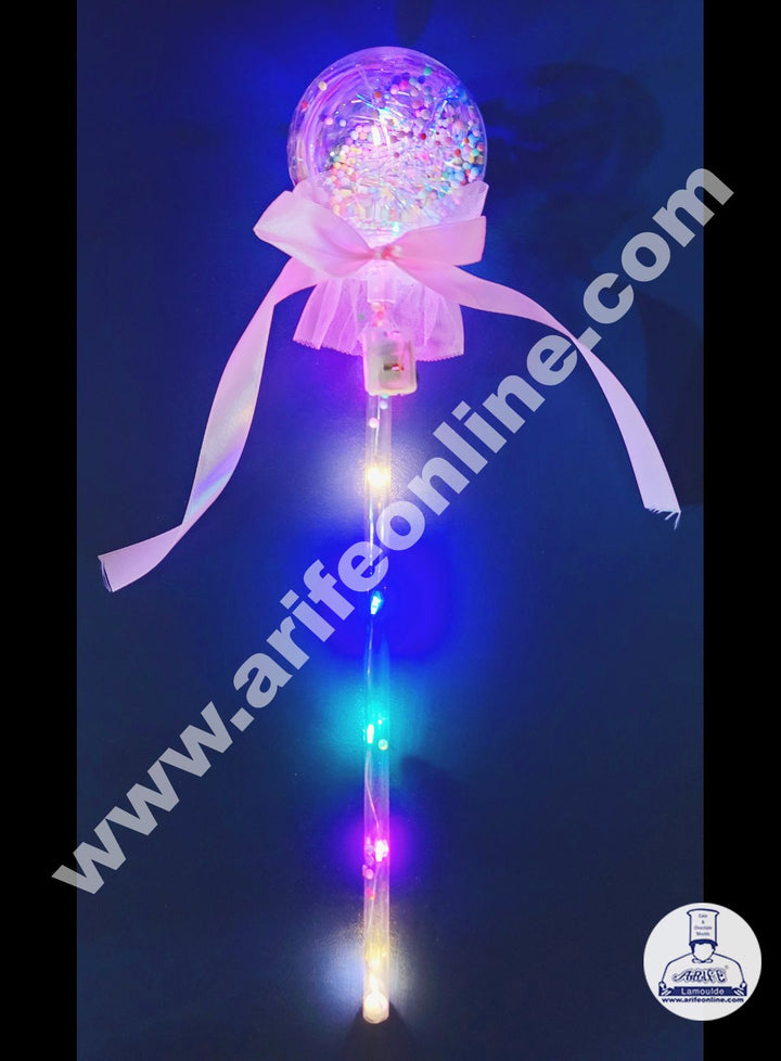 Cake Decor Plastic LED Light Cake Topper Balloon With Ribbon For Cake Decoration - Baby Pink