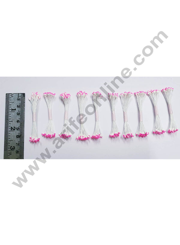 Cake Decor Pink White Dual Color Small Thread Pollen Pack of 10 Bunches for Flower Making