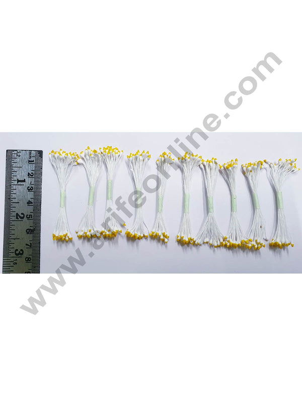 Cake Decor Yellow White Dual Color Small Thread Pollen Pack of 10 Bunches for Flower Making