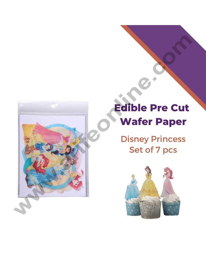 Cake Decor Edible Pre Cut Wafer Paper - Disney Princess Cake Topper - (Set of 7pcs)