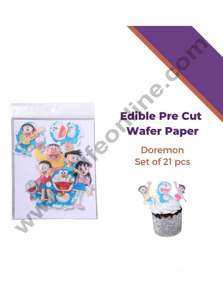 Cake Decor Edible Pre Cut Wafer Paper - Doremon Cake Topper - (Set of 21pcs)