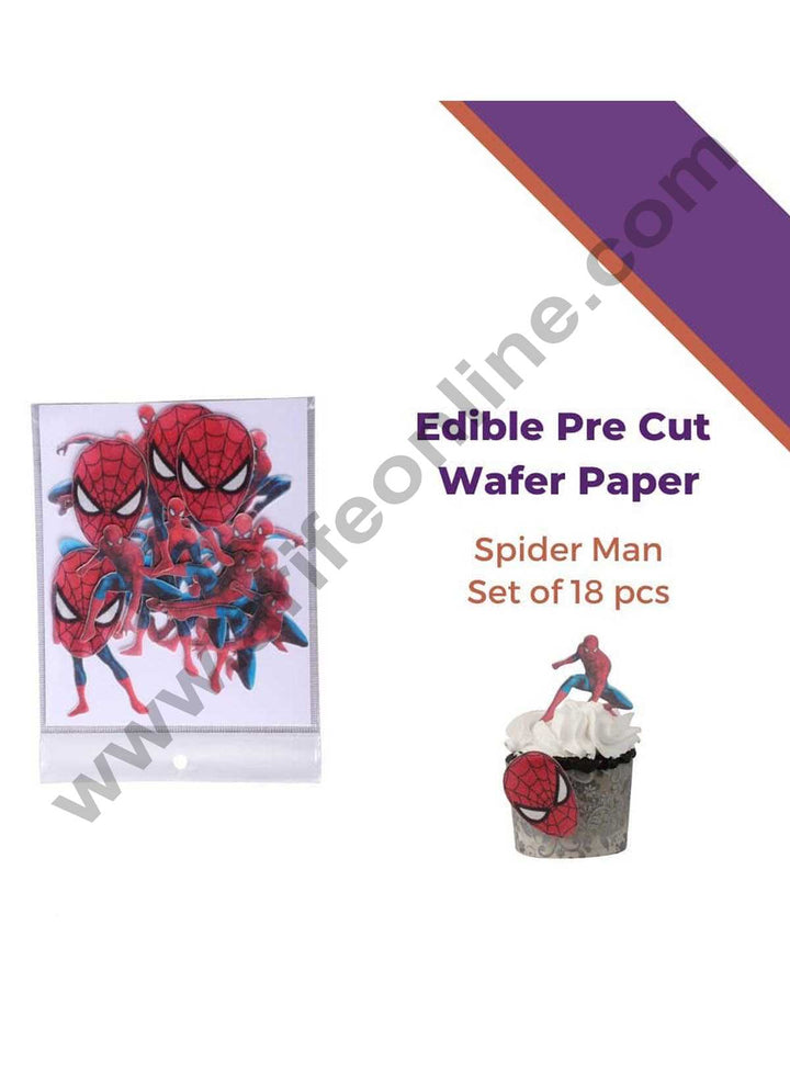 Cake Decor Edible Pre Cut Wafer Paper - Spiderman Cake Topper - (Set of 18pcs)