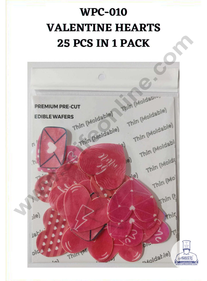 Cake Decor Edible Pre Cut Wafer Paper - ValentineHeart Cake Topper - (Set of 25pcs) WPC-010