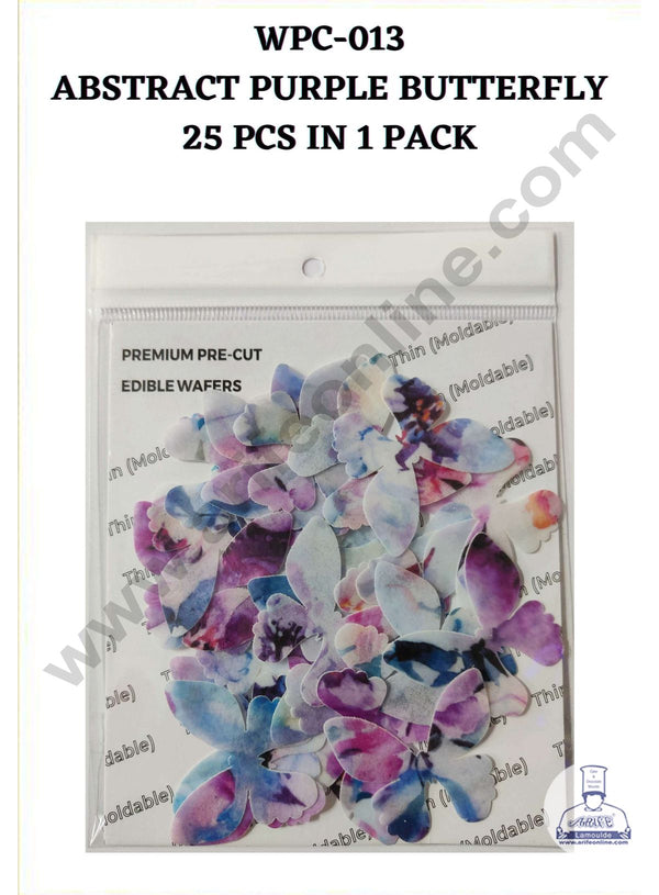 Cake Decor Edible Pre Cut Wafer Paper - Abstract Purple Butterfly Cake Topper - (Set of 25 pcs) WPC-013