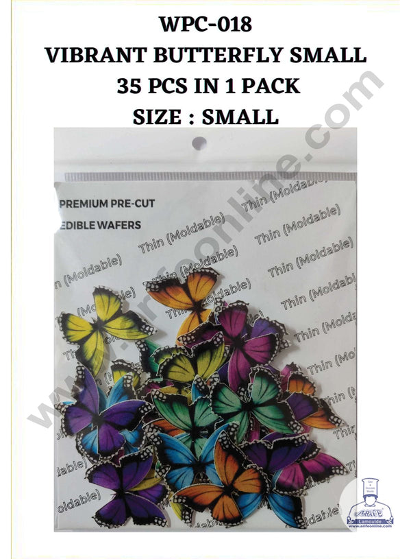 Cake Decor Edible Pre Cut Wafer Paper - Vibrant Butterfly Cake Topper - Small (Set of 35 pcs) WPC-018