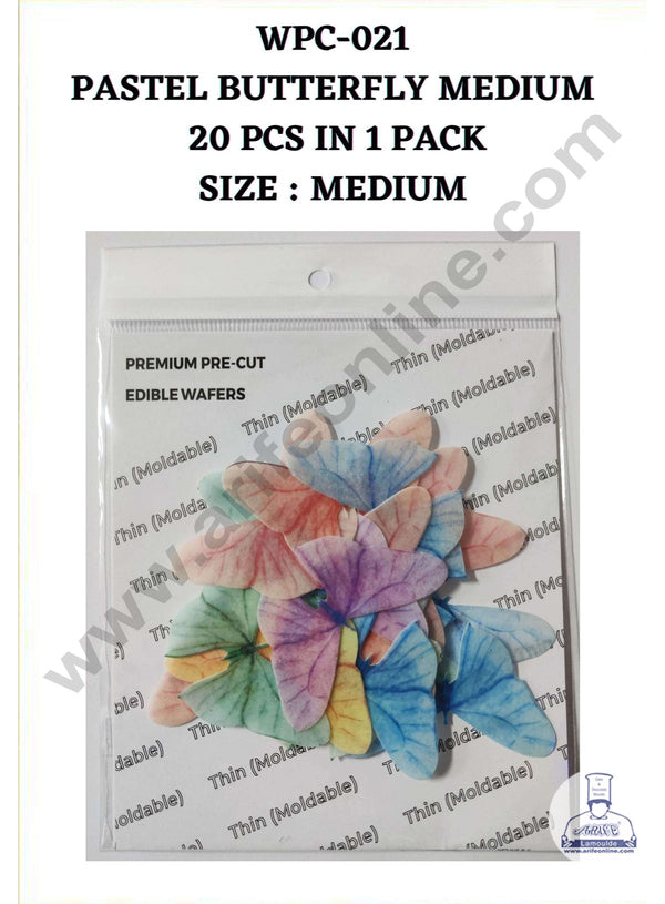 Cake Decor Edible Pre Cut Wafer Paper - Pastel Butterfly Cake Topper - Medium (Set of 20 pcs) WPC-021Cake Decor Edible Pre Cut Wafer Paper - Pastel Butterfly Cake Topper - Medium (Set of 20 pcs) WPC-021