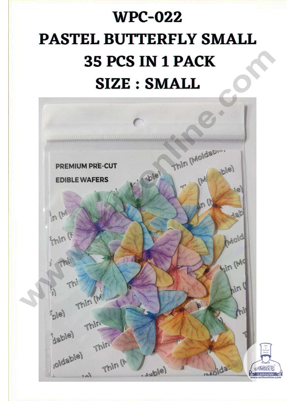 Cake Decor Edible Pre Cut Wafer Paper - Pastel Butterfly Cake Topper - Small (Set of 35 pcs) WPC-022