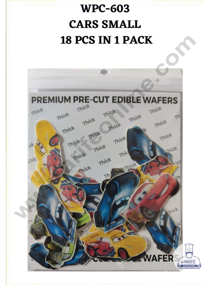 Cake Decor Edible Pre Cut Wafer Paper - Cars Small Cake Topper - (Set of 18pcs) WPC-603
