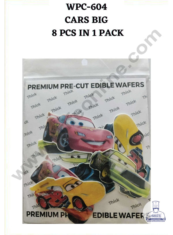Cake Decor Edible Pre Cut Wafer Paper - Cars Big Cake Topper - (Set of 8pcs) WPC-604