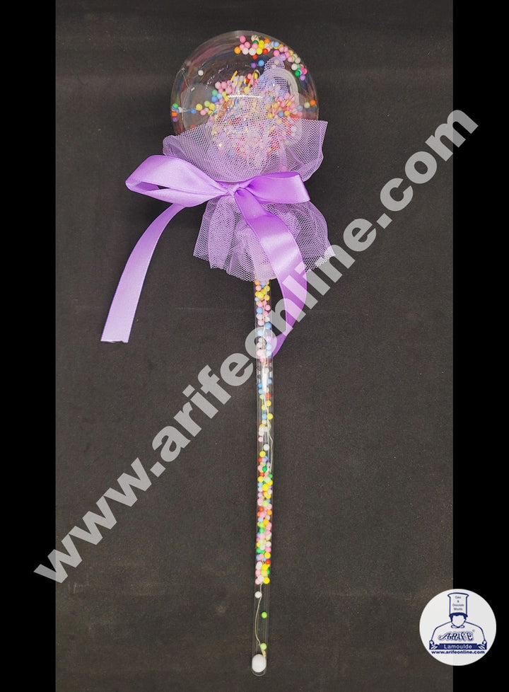 Cake Decor Plastic LED Light Cake Topper Balloon With Ribbon For Cake Decoration - Purple