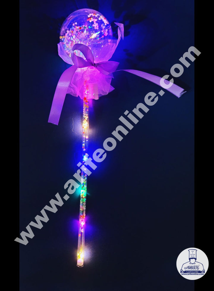 Cake Decor Plastic LED Light Cake Topper Balloon With Ribbon For Cake Decoration - Purple