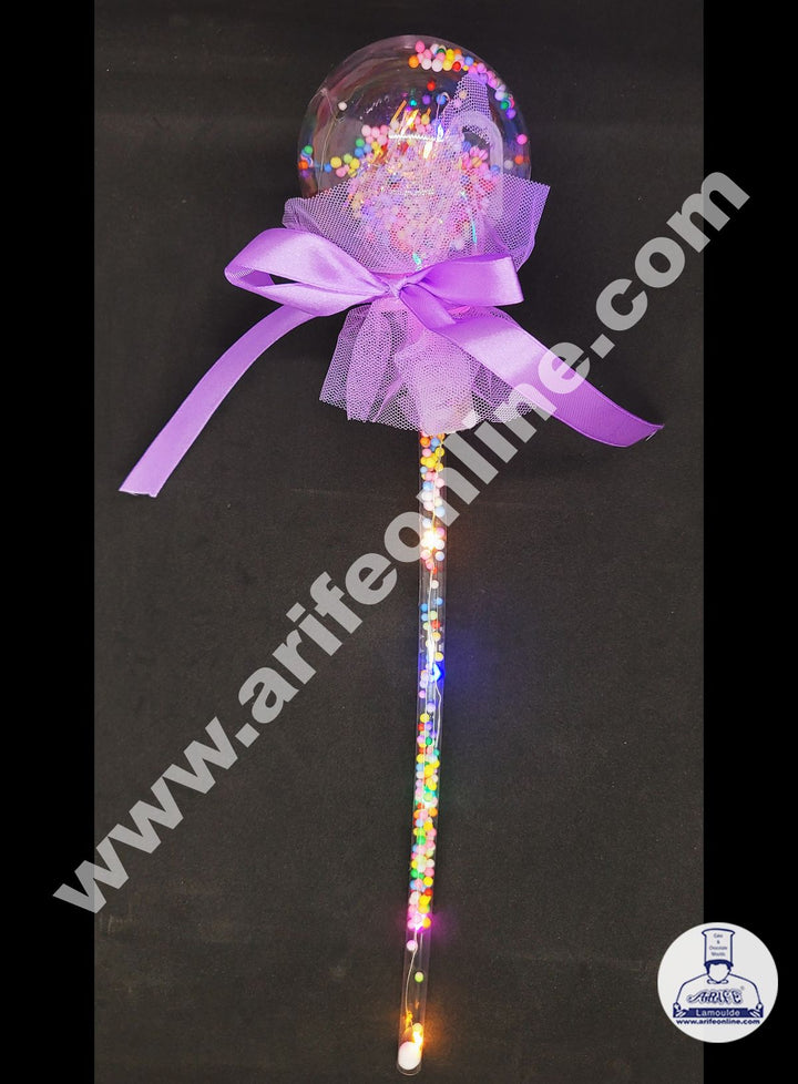 Cake Decor Plastic LED Light Cake Topper Balloon With Ribbon For Cake Decoration - Purple