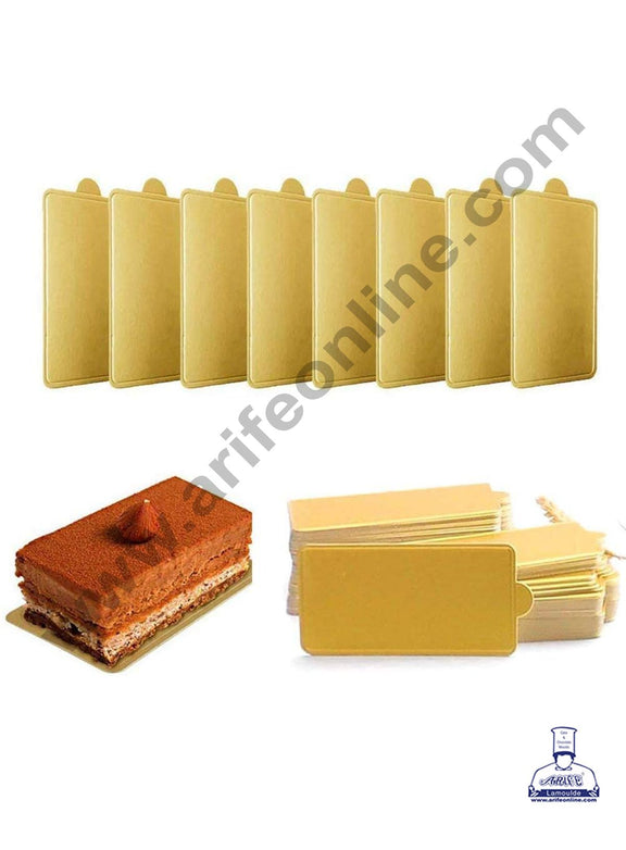 Home Cake Decor Rectangle Pastry Base Boards - Gold 100 Pcs Pack