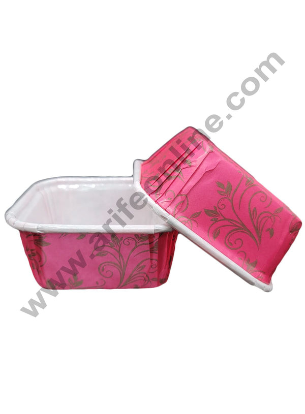 Cake Decor Square Maroon Leaf Design Brownie Cup Cake Mould 50 Pcs