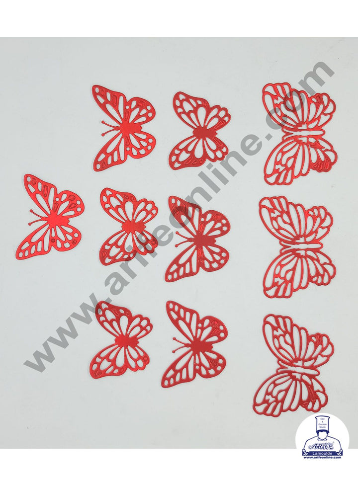 Cake Decor 10 pcs Red Butterfly Paper Topper For Cake And Cupcake Decoration