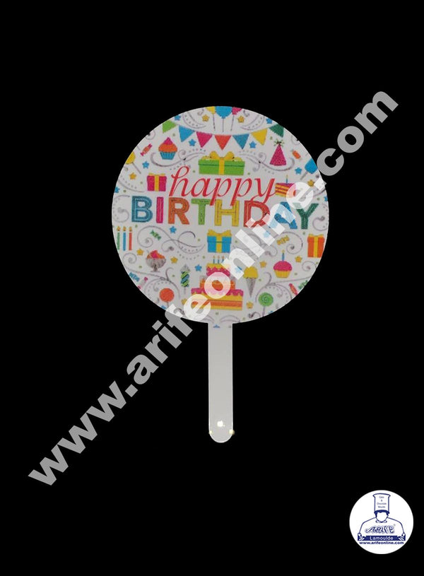 Cake Decor 6 Inches Digital Printed Cake Toppers - Happy Birthday Party Theme