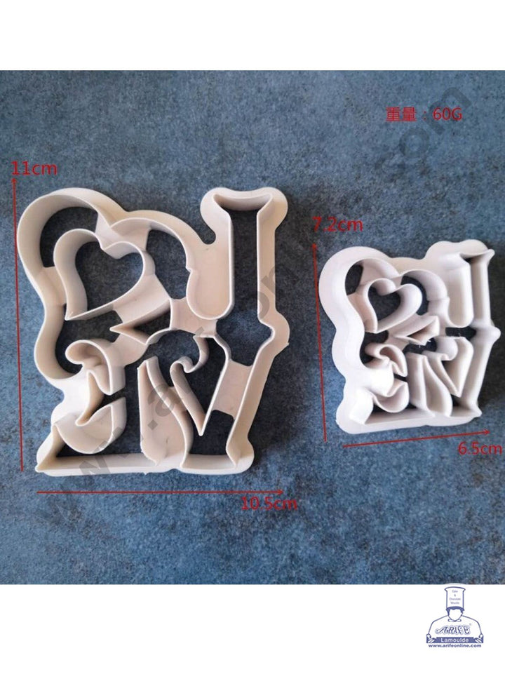 Cake Decor 2 Pieces Love Plastic Cookie Cutter