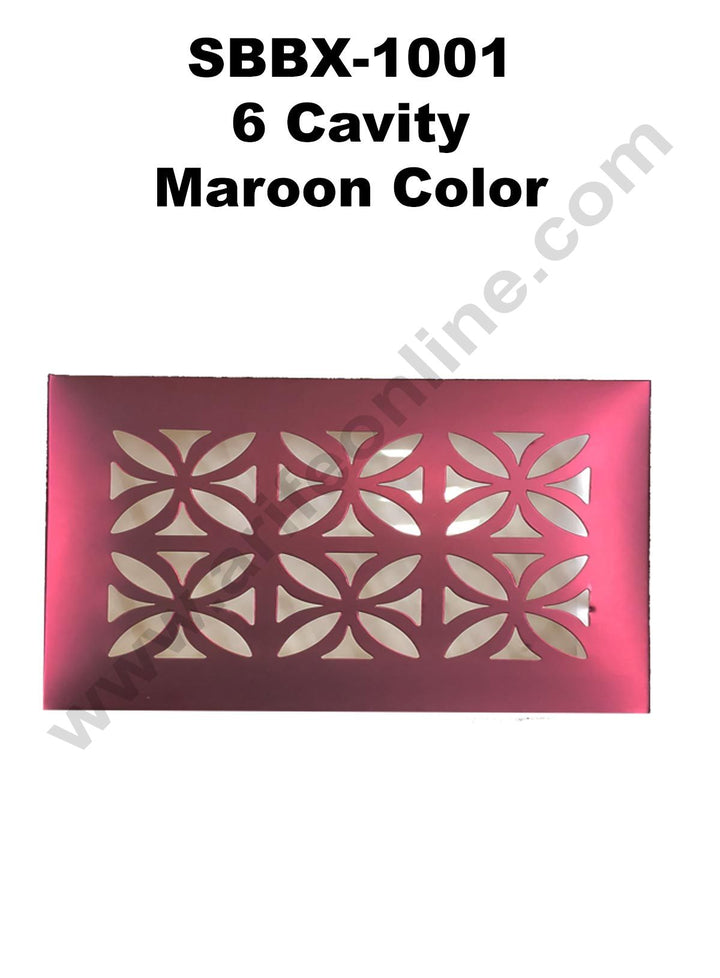 Cake Decor Maroon Color 6 Cavity Cardboard Paper Chocolate Boxes Candy Boxes Chocolate Gift Sweet Box (Pack of 10pcs)