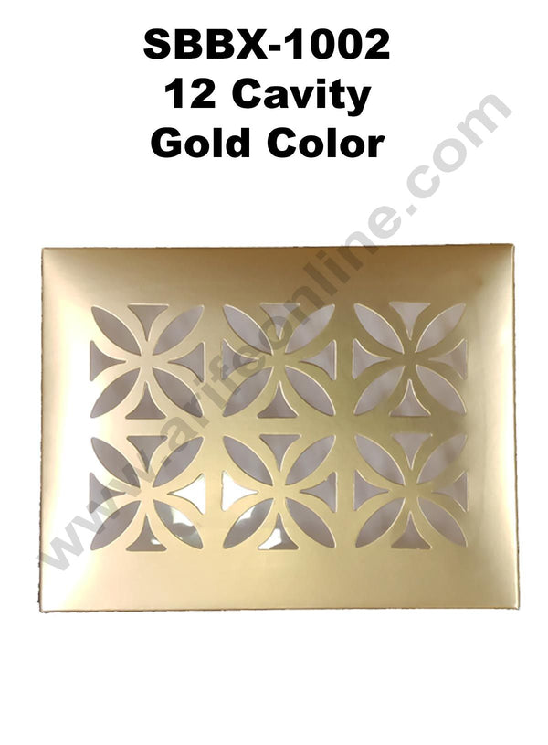 Cake Decor Gold Color 12 Cavity Cardboard Paper Chocolate Boxes Candy Boxes Chocolate Gift Sweet Box (Pack of 10pcs)